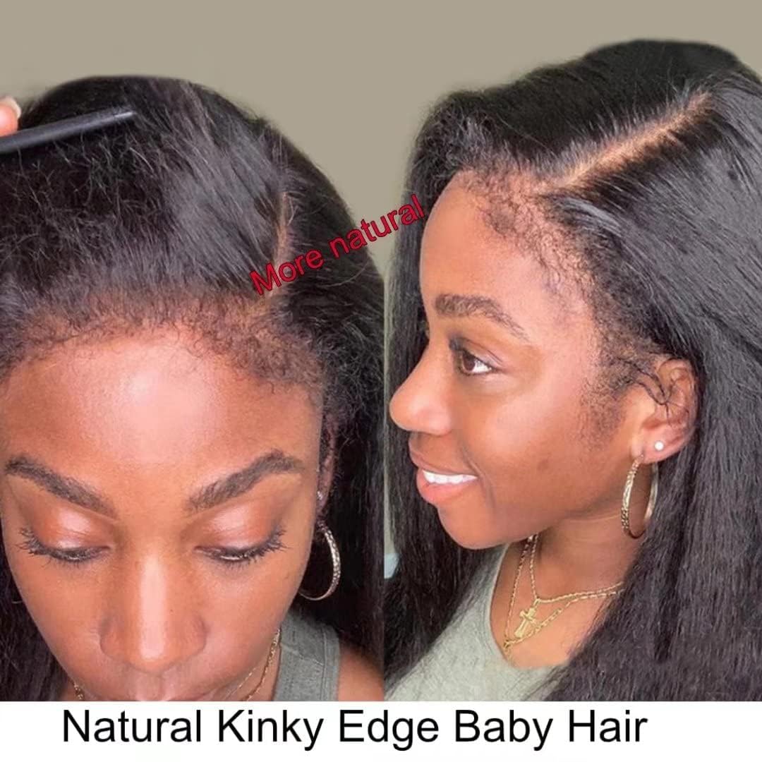 Enoya Glueless Wigs Human Hair Pre Plucked Frontal Lace Wig For Black Women,Hd Lace Front Wigs Human Hair 200 Density Natural Black With Baby Hair (13x4 HD Lace Frontal Wig, 10")