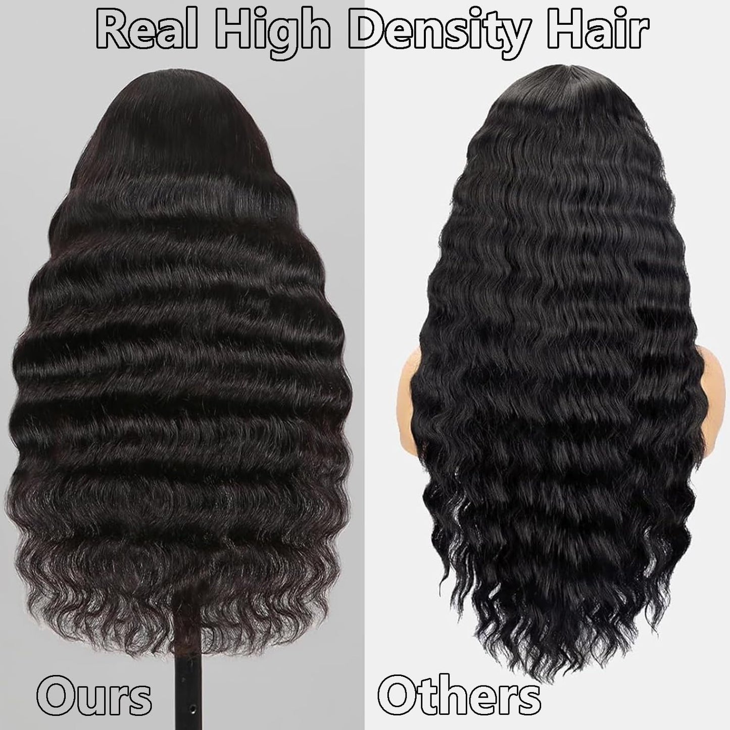 VIPPRETTY 13X6 HD Lace Front Wig,30Inch Glueless Loose Deep Wave Wig Natural Black.Synthetic Lace Front Wigs Human Hair Touch,Vogue Highlight Technology-Premium Fiber & Human Hair Blended.