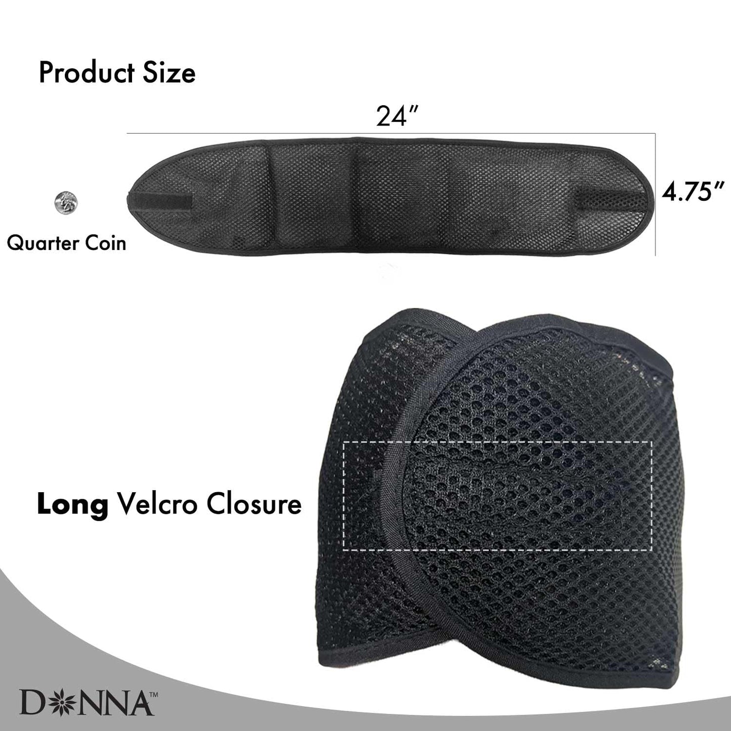 DONNA Deluxe Foam Mesh Wrap with Vitamin E, Head Wraps for Black Women, Hair Wrap for Sleep, Hair Nets for Sleeping, Mesh Hair Wrap, Silk Head Wrap, Black Color 1pc