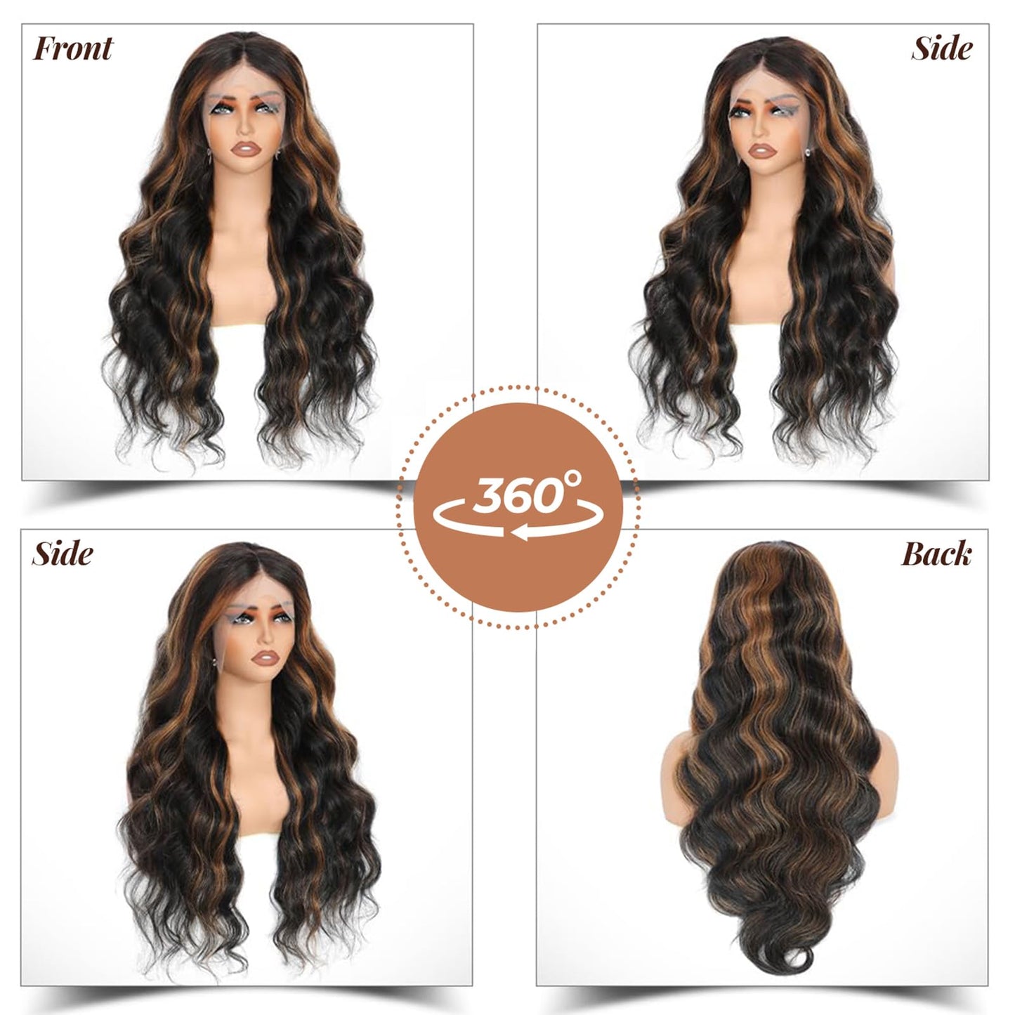 MENGLLE 28 Inch 13x6 Ombre Lace Front Wigs Human Hair 200 Density 1B/30 Highlight Ombre 13x6 HD Transparent Lace Front Wigs Human Hair Colored Balayage Wig Body Wave Human Hair Wigs for Women