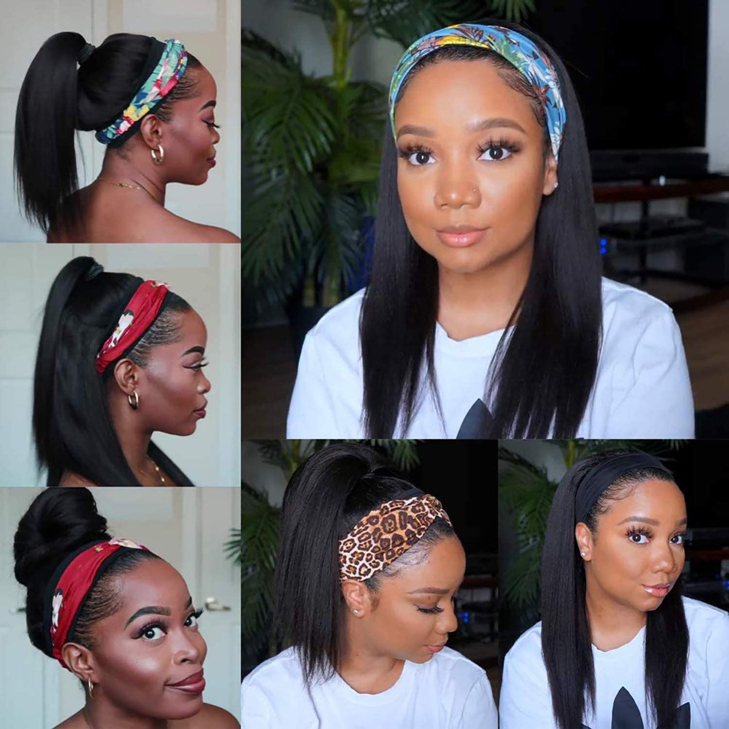 TNICE Headband Wig Human Hair Straight 18 Inch Headband Wigs for Black Women Glueless None Lace Front Human Hair Headband Wig Brazilian Virgin Hair Machine Made Wigs Natural Black 150% Density