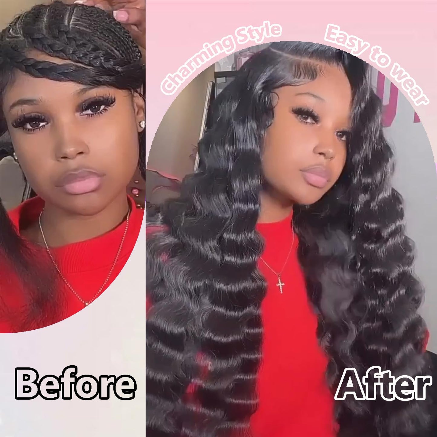 VIPPRETTY 13X6 HD Lace Front Wig,30Inch Glueless Loose Deep Wave Wig Natural Black.Synthetic Lace Front Wigs Human Hair Touch,Vogue Highlight Technology-Premium Fiber & Human Hair Blended.