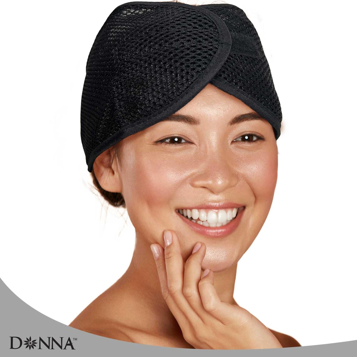DONNA Deluxe Foam Mesh Wrap with Vitamin E, Head Wraps for Black Women, Hair Wrap for Sleep, Hair Nets for Sleeping, Mesh Hair Wrap, Silk Head Wrap, Black Color 1pc
