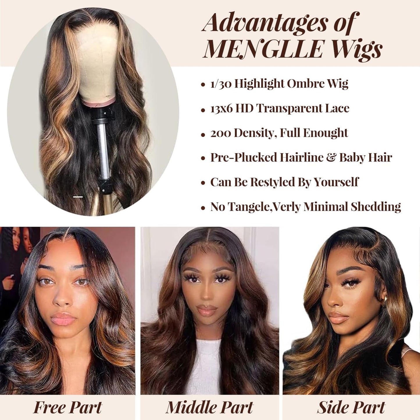 MENGLLE 28 Inch 13x6 Ombre Lace Front Wigs Human Hair 200 Density 1B/30 Highlight Ombre 13x6 HD Transparent Lace Front Wigs Human Hair Colored Balayage Wig Body Wave Human Hair Wigs for Women