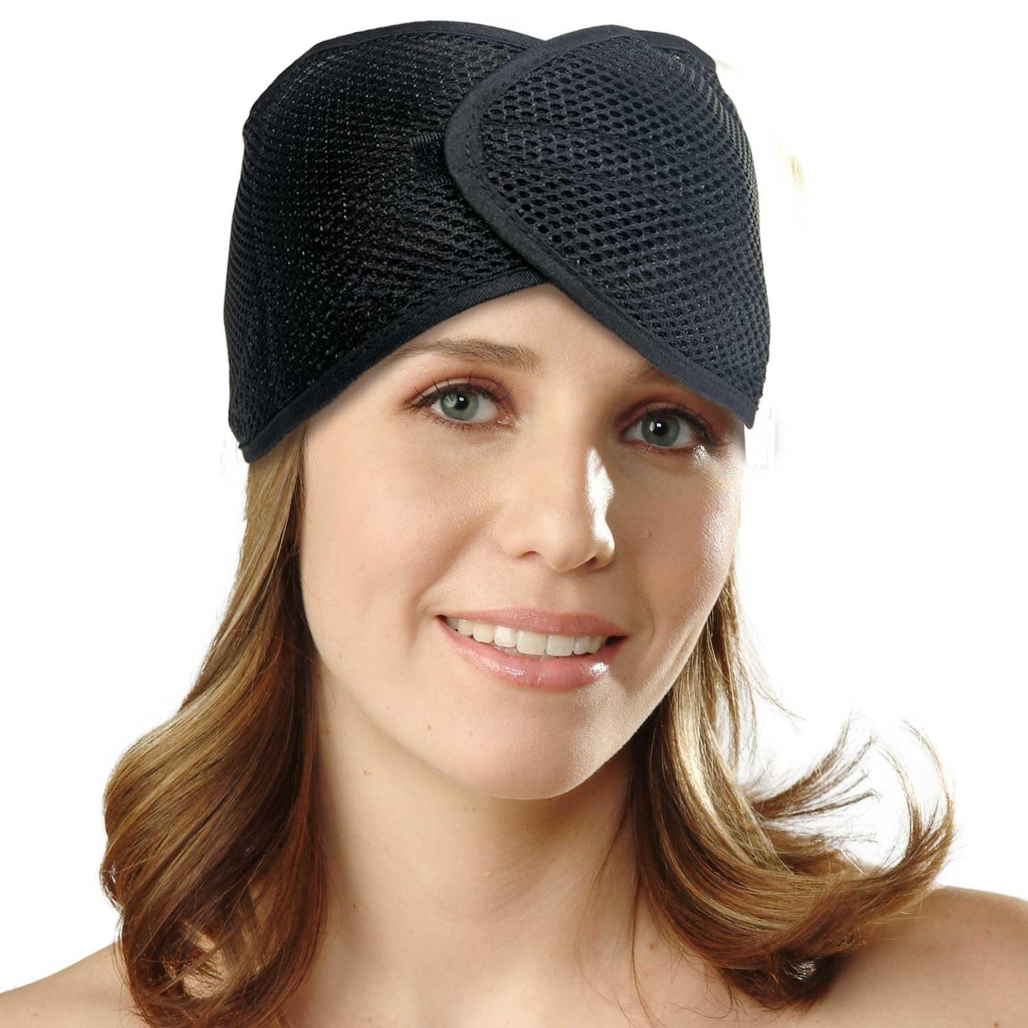 DONNA Deluxe Foam Mesh Wrap with Vitamin E, Head Wraps for Black Women, Hair Wrap for Sleep, Hair Nets for Sleeping, Mesh Hair Wrap, Silk Head Wrap, Black Color 1pc