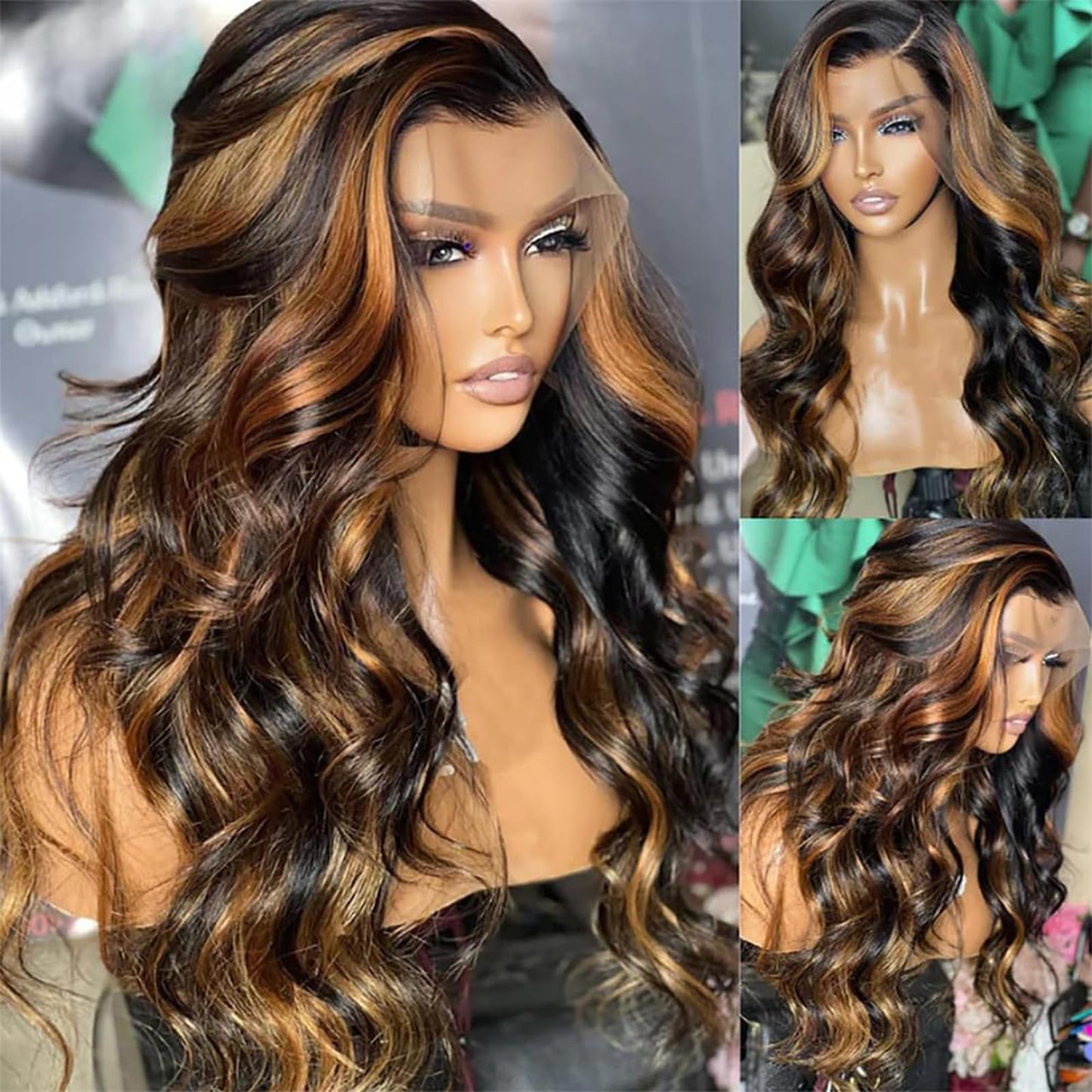 MENGLLE 28 Inch 13x6 Ombre Lace Front Wigs Human Hair 200 Density 1B/30 Highlight Ombre 13x6 HD Transparent Lace Front Wigs Human Hair Colored Balayage Wig Body Wave Human Hair Wigs for Women