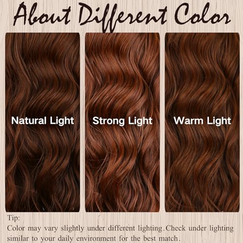 SUKRI 13×4 Red Brown Lace Front Wig 26Inch Long Wavy Brown Wig with Baby Hair Synthetic Lace Front Wig for Women Daily Party Use