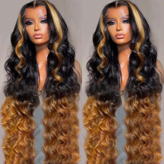 13x6 Lace Front Wigs Human Hair Pre Plucked Body Wave HD Transparent Ombre Lace Front Wigs With Baby Hair Glueless Wigs Human Hair 13x6 Blonde Colored Human Hair Wig For Women 24 Inch
