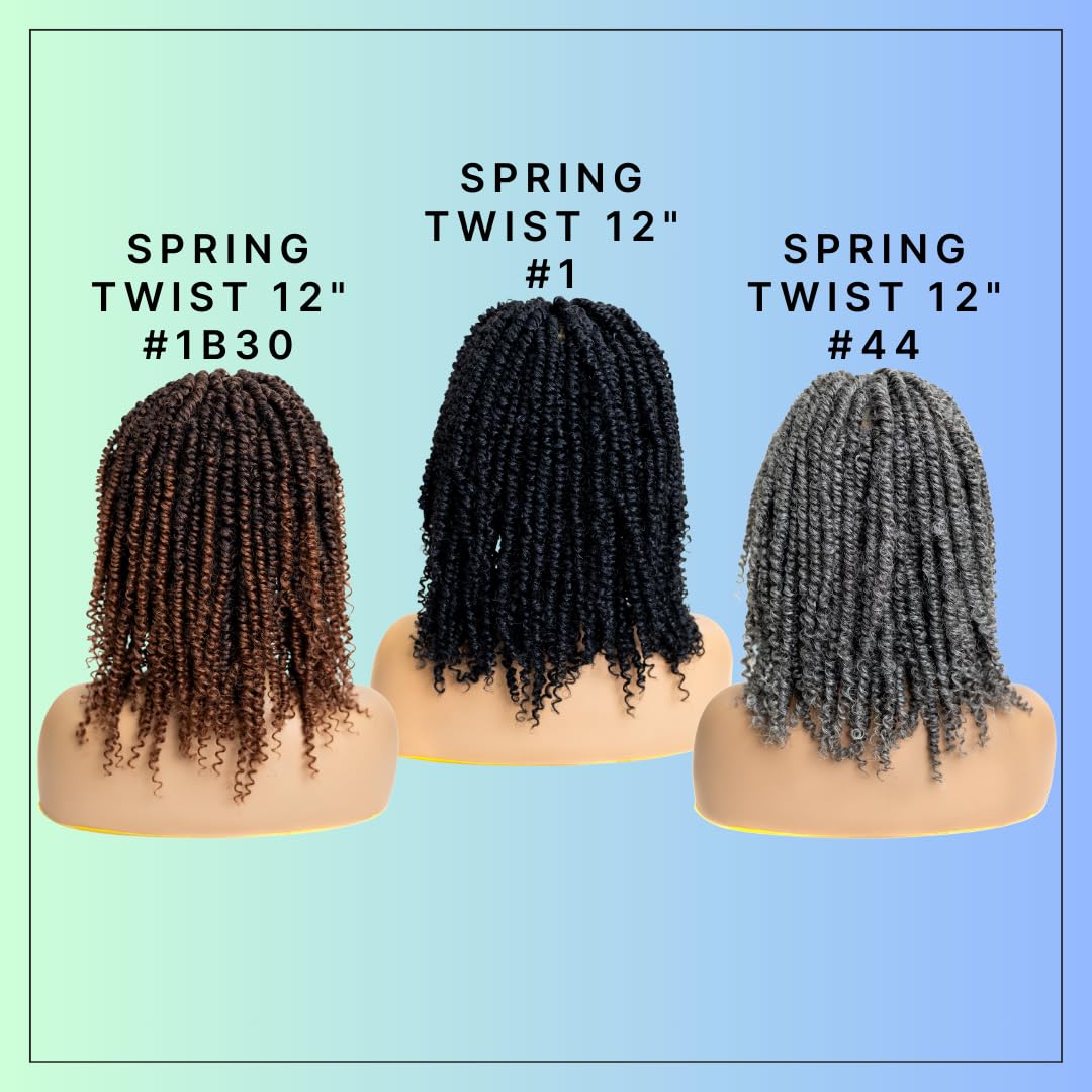 PIB 12'' Single Full Lace Wig – Passion Twist Square Parted, Knotless Braided Wigs for Black Women, Synthetic Lace with Natural Baby Hair (#1B Off Black, 12")