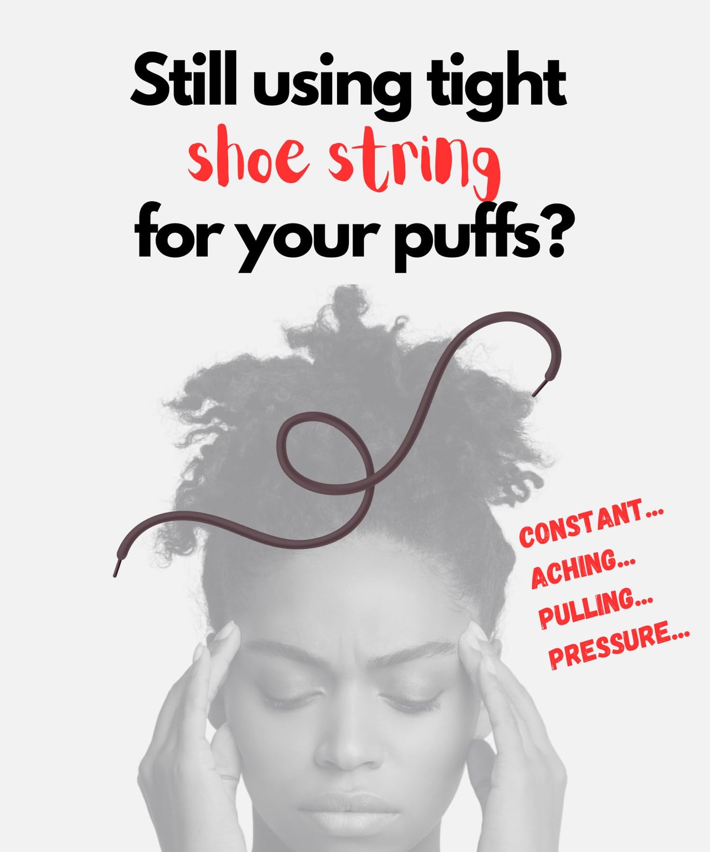 Bunzee Bands Large Hair Band for Thick, Curly, Natural Hair - Cushioned No Damage Hair Ties Ideal For Braids, Pineapple Hair - Afro Puff Ponytail Holder - Adjustable, Extra Stretchy (Black 2Pk)