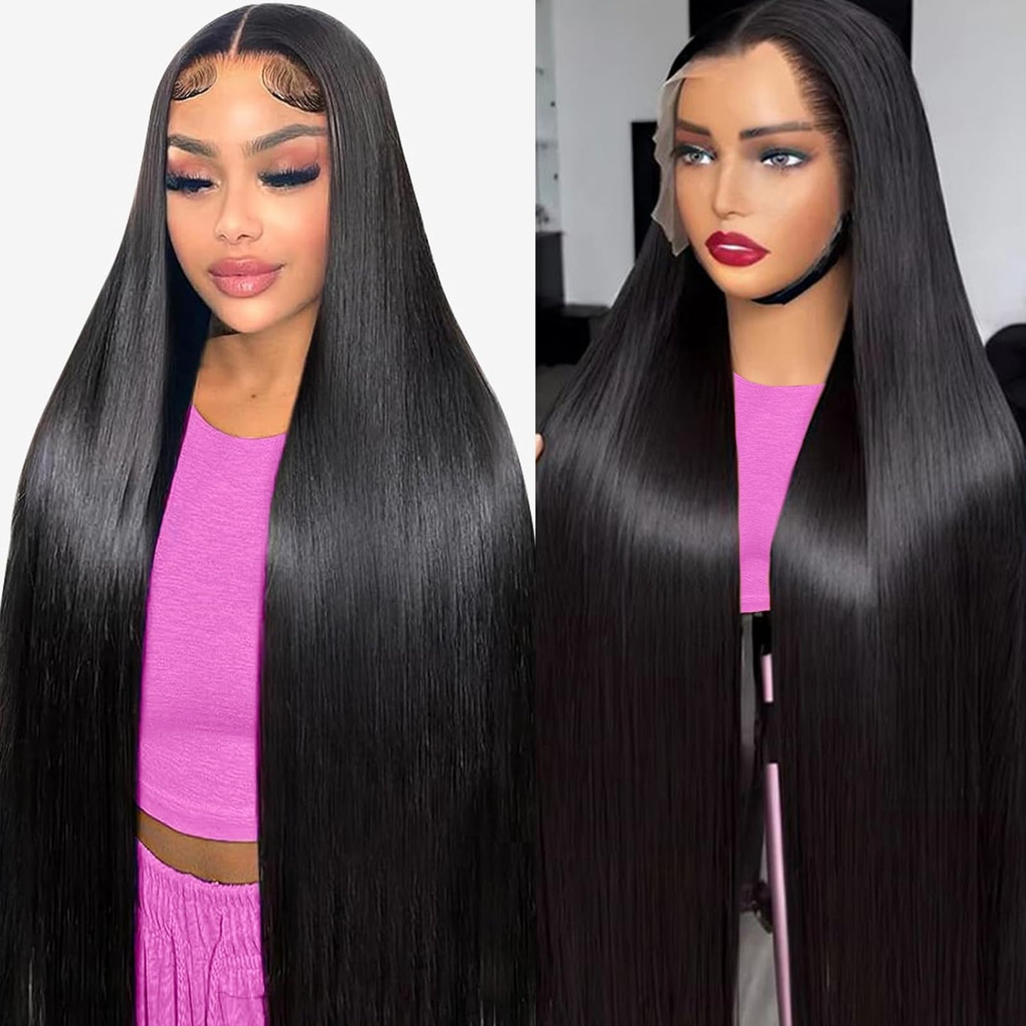 Zlzlblbl 32 Inch 13x6 Lace Front Wigs Human Hair Pre Plucked 100 Percent Human Hair Wig Straight Hd Lace Frontal Wigs Human Hair Glueless Wigs Human Hair for Women Natural Color