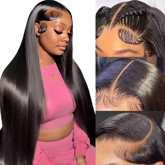 MUNONG 30 Inch 13x6 Lace Front Wigs Human Hair 200 Density Straight HD Lace Front Wigs Pre Plucked Straight Glueless Human Hair 13x6 HD Frontal Wigs for Women