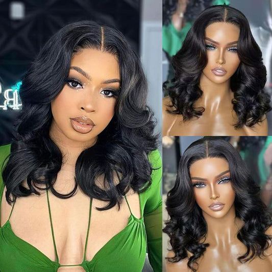 Cfaimity Bob Wig Human Hair 13x4 Body Wave HD Lace Front Wigs Human Hair 10 Inch Glueless Transparent Lace Frontal Wigs 180% Density Short Bob Wigs for Women Pre Plucked with Baby Hair Human Hair Wig