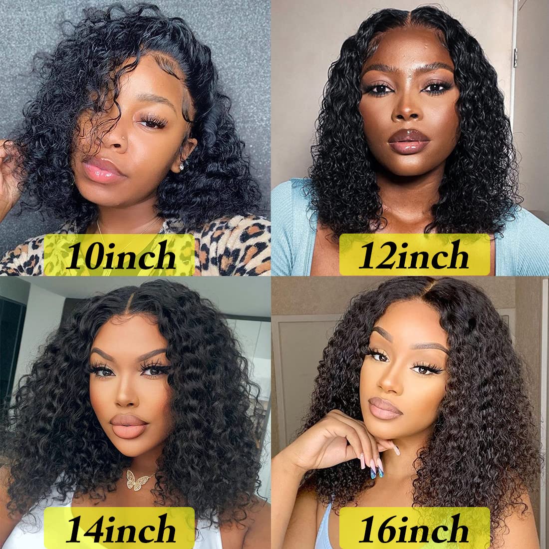 Recomtic Bob Wigs Human Hair Wet and Wave Lace Front Short Curly Wigs for Black Women Water Wave 4x4 Closure Wigs with Baby Hair 150% Density Natural Color 10Inch