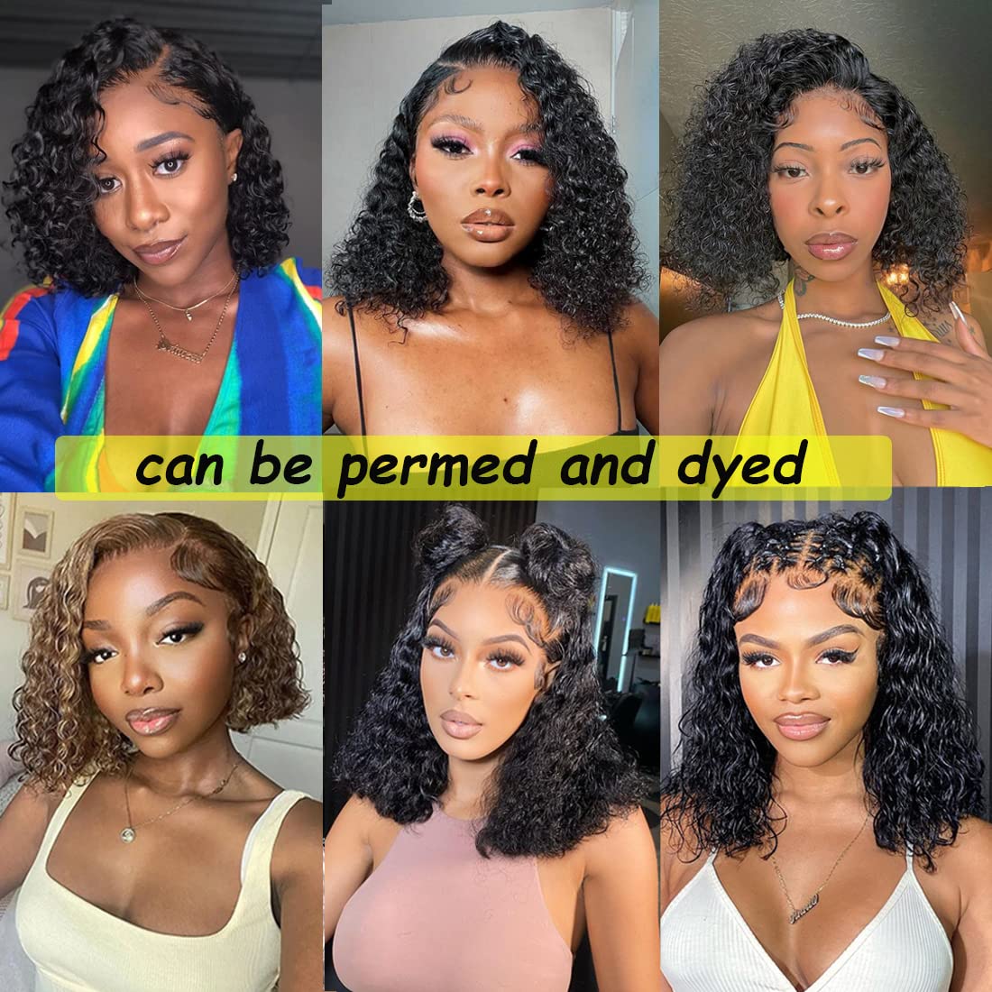Recomtic Bob Wigs Human Hair Wet and Wave Lace Front Short Curly Wigs for Black Women Water Wave 4x4 Closure Wigs with Baby Hair 150% Density Natural Color 10Inch