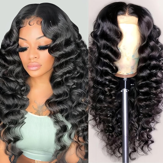 NKTU Deep Wave Lace Front Wigs Human Hair 200 Density Glueless Wigs for Women 13x4 HD Transparent Lace Front Wigs Pre Plucked with Baby Hair (22 Inch, Deep Wave Wigs)