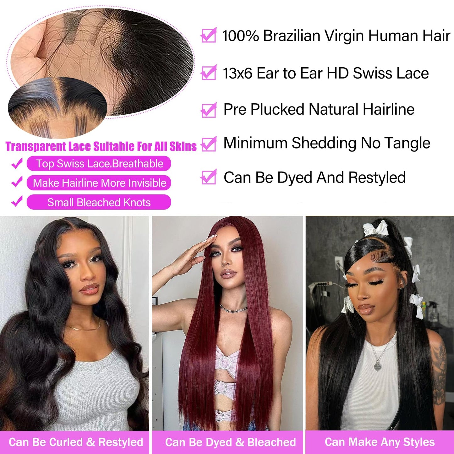 Zlzlblbl 32 Inch 13x6 Lace Front Wigs Human Hair Pre Plucked 100 Percent Human Hair Wig Straight Hd Lace Frontal Wigs Human Hair Glueless Wigs Human Hair for Women Natural Color