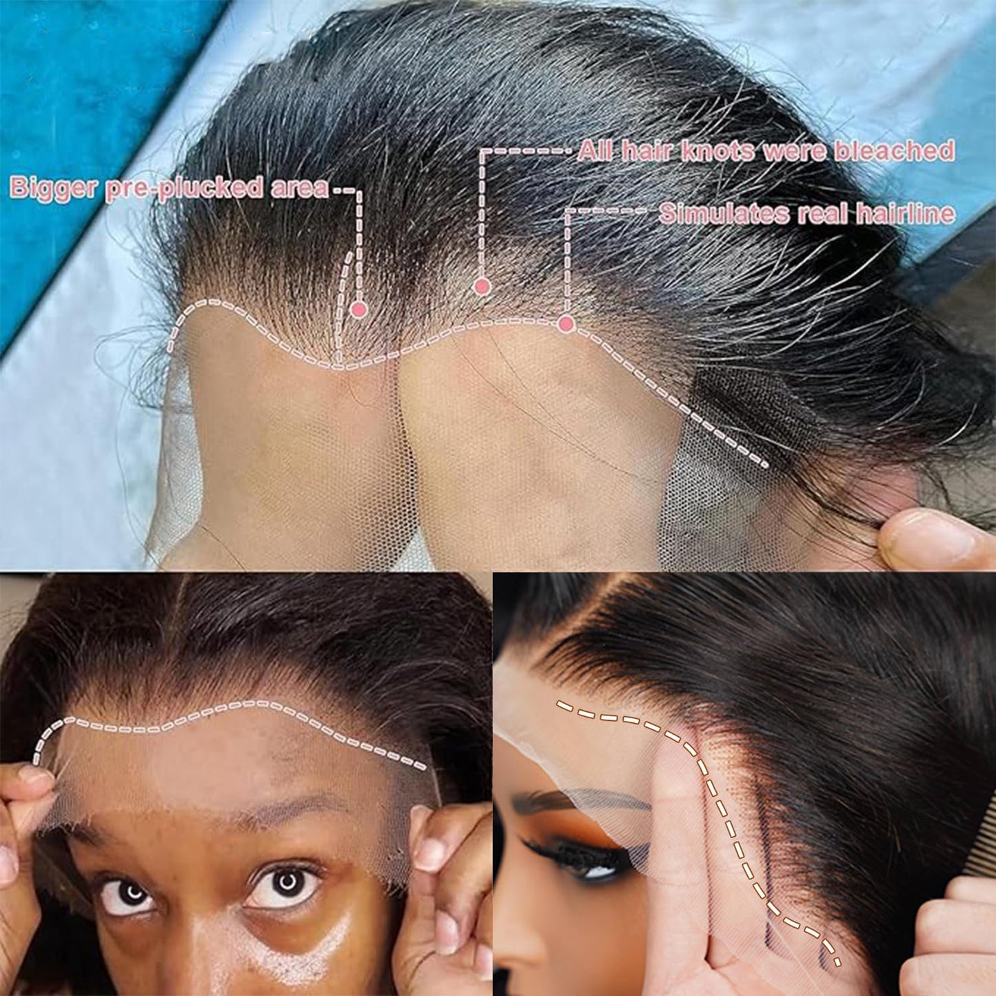 VIPPRETTY 13X6 HD Lace Front Wig,30Inch Glueless Loose Deep Wave Wig Natural Black.Synthetic Lace Front Wigs Human Hair Touch,Vogue Highlight Technology-Premium Fiber & Human Hair Blended.