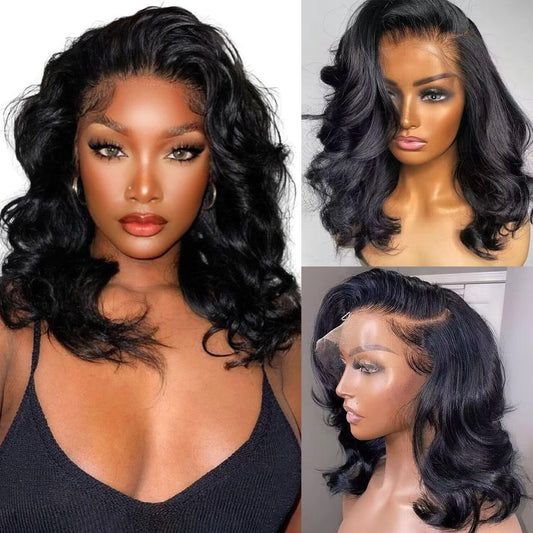 Vigriss 210% Density Bob Wig Human Hair 13x4 Body Wave 100% Wigs Human Hair,165g/Pc HD Lace Front Wigs Human Hair Pre Plucked for Black Women(14 inch, Bob Wig)
