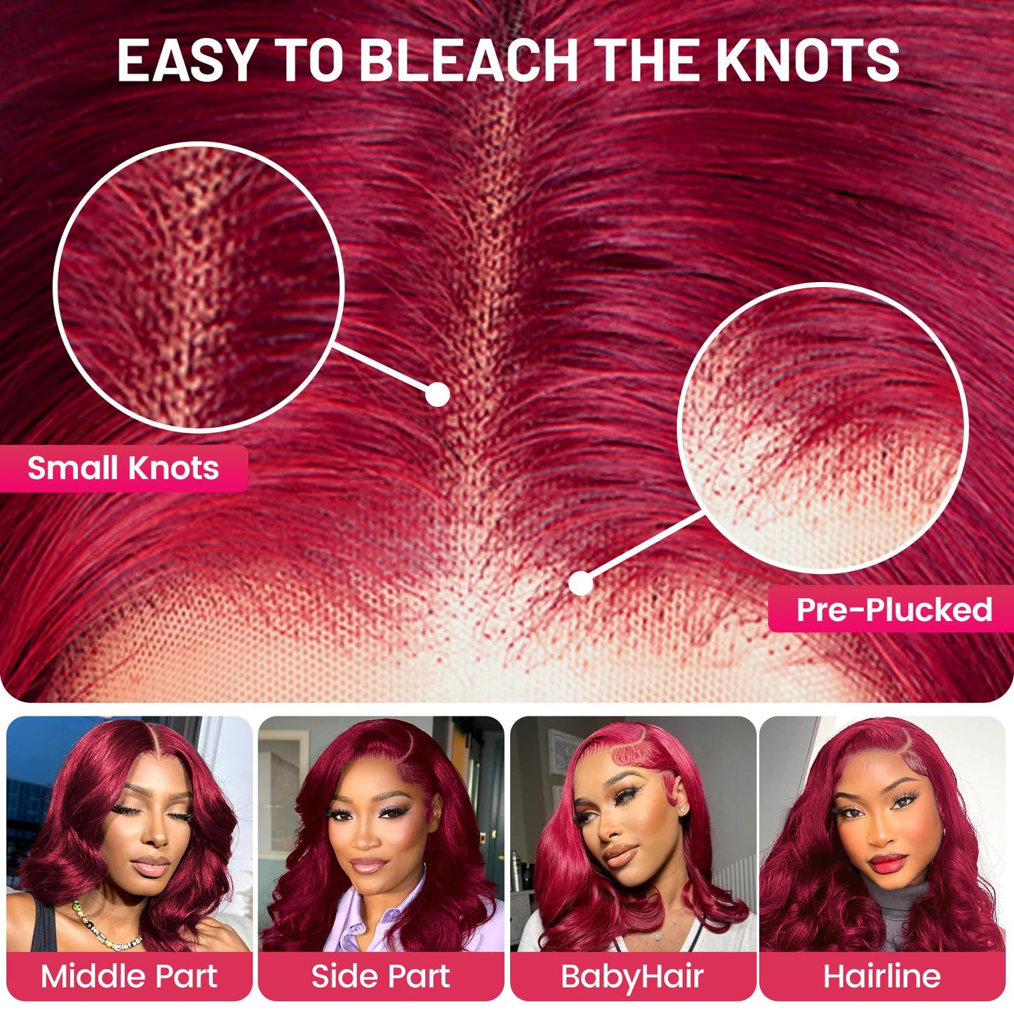 99j Burgundy Lace Front Wigs Human Hair 13x4 Bob Wig Human Hair Pre Plucked 200 Density HD Transparent Body Wave Lace Front Wigs Human Hair Red Colored Short Bob Wig for Women with Baby Hair 10inch